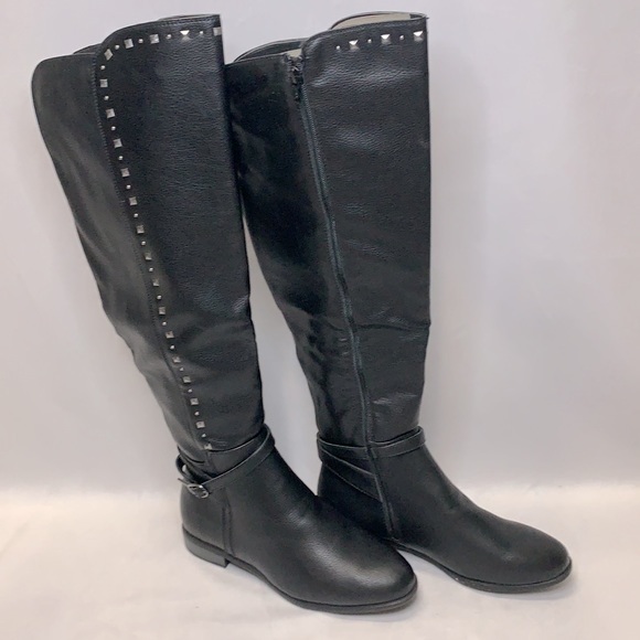 Rialto Ferrell Studded Black Over the Knee Boots - Picture 2 of 6